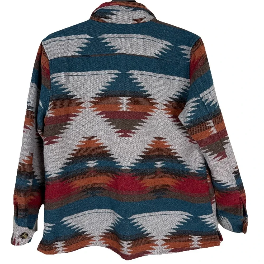Idyllwind Southwestern Aztec Blanket Jacket Shacket Women's XL Rust Wool Blend - Picture 9 of 13